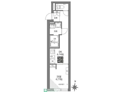 三ノ輪アパートメント(1DK/5階)の間取り写真