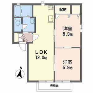 フレグランス坂上(2LDK/1階)の間取り写真