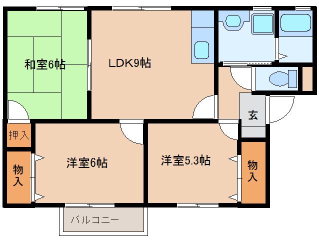 ルミエール二階堂 (3LDK/2階)の間取り写真