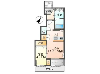 APGヴィラ徳倉B(1LDK/1階)の間取り写真