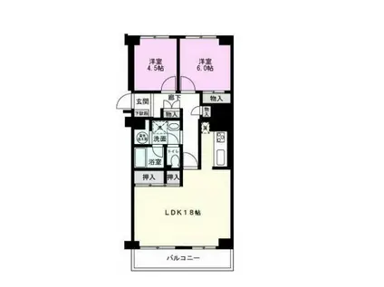 ルネ春日部4号棟(2LDK/5階)の間取り写真