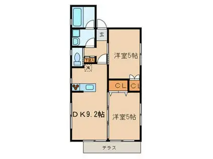 ECARINA(2DK/1階)の間取り写真