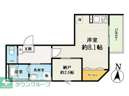 グラン大袋(1SK/1階)の間取り写真