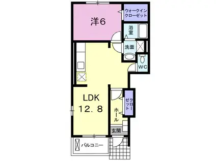 プラシードII(1LDK/1階)の間取り写真