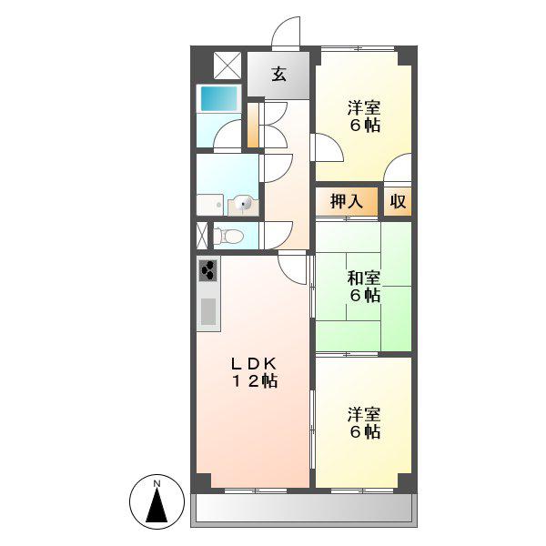 第2高杉マンション(3LDK/4階)の間取り写真