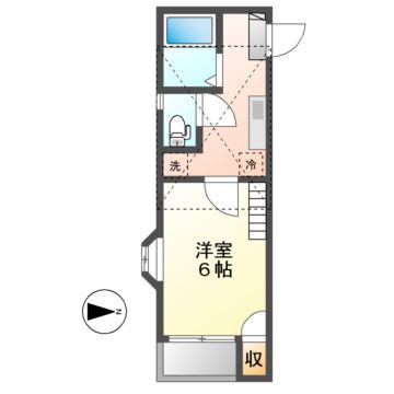 リバティー川名(1K/2階)の間取り写真
