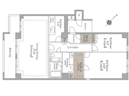 恵比寿の杜センターレジデンス(2LDK/5階)の間取り写真