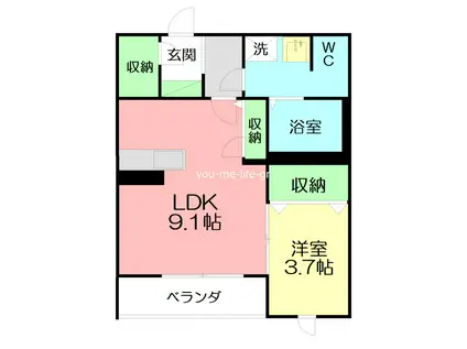 レラ パセオ(1LDK/3階)の間取り写真