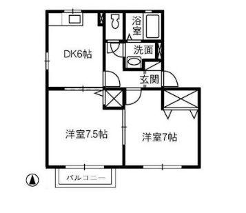 メゾンレオC棟(2DK/2階)の間取り写真