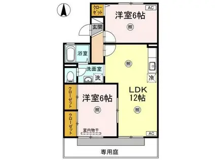 楠小路B棟(2LDK/1階)の間取り写真