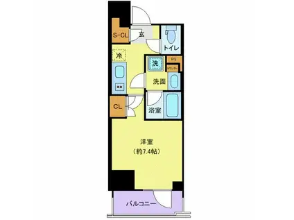 ブランシエスタ浅草雷門(1K/9階)の間取り写真