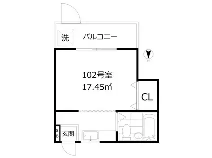 フォルティーノSS(1K/1階)の間取り写真
