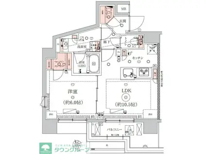 エストゥルース東向島(1LDK/6階)の間取り写真