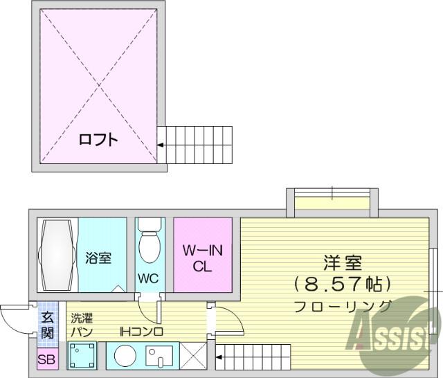 フリーダムヒル中野栄B棟(1K/2階)の間取り写真