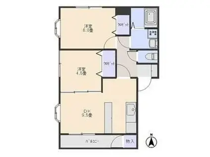 エトワルA(2DK/1階)の間取り写真