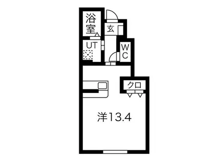 プランドール・松波(1K/1階)の間取り写真