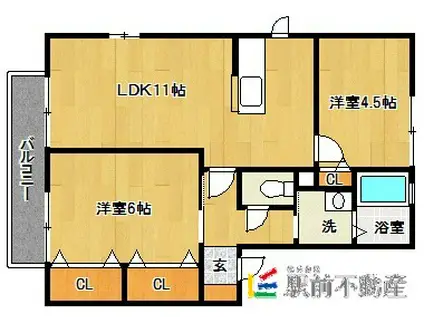 アンリシール  B棟(2LDK/2階)の間取り写真