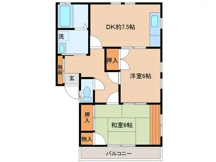 ファミリープラザF(2DK/1階)の間取り写真