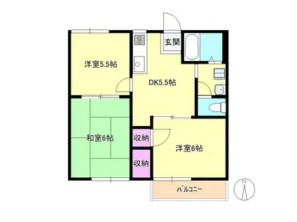 ルミエールK(3DK/2階)の間取り写真