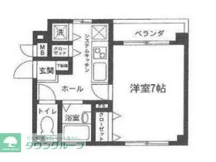 メリディアン八王子 II(1K/1階)の間取り写真