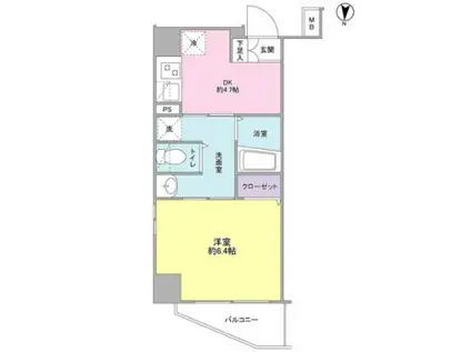 W723(1DK/5階)の間取り写真