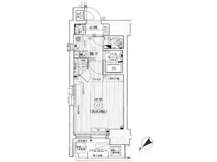 エステムコート三宮山手Ⅱソアーレ(1K/6階)の間取り写真