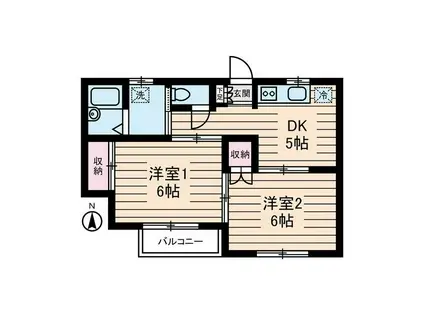 グリーンヒル蝉坂(2DK/2階)の間取り写真