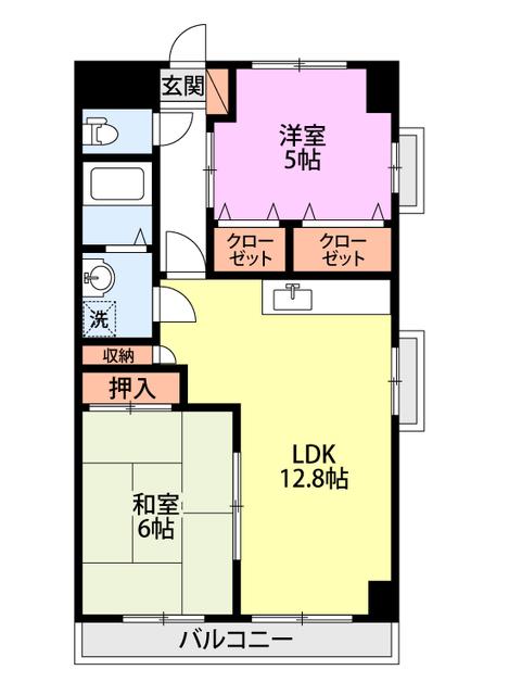 アークヒルズ上近江(2LDK/1階)の間取り写真