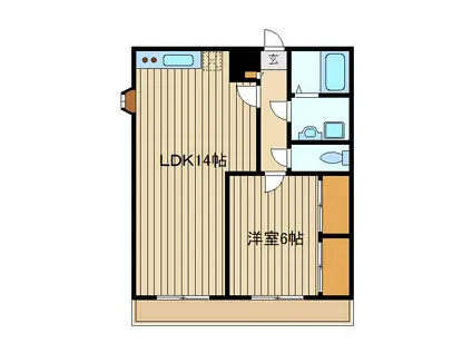 ピニエール高野台 B棟(1LDK/1階)の間取り写真