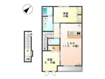 プランドールII(2LDK/2階)の間取り写真