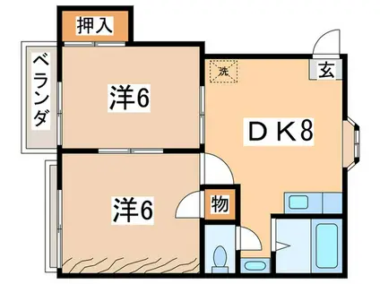 ハイツウエスト(2DK/2階)の間取り写真