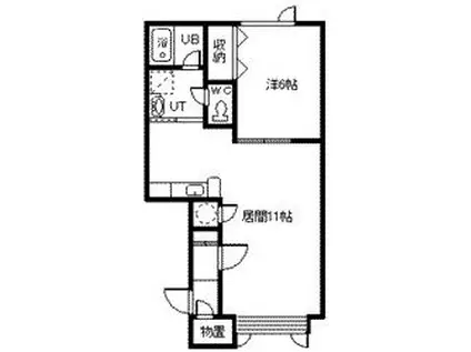 プリウス(1LDK/1階)の間取り写真