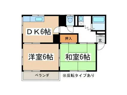 タウン島高C(2DK/1階)の間取り写真
