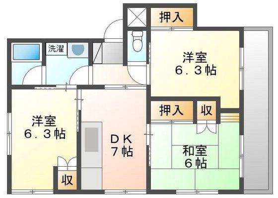 ルネ津島(3DK/1階)の間取り写真