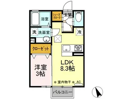シルベーヌ(1LDK/1階)の間取り写真