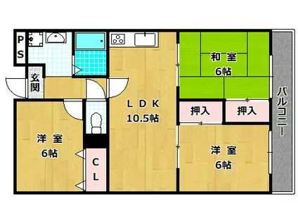 パークサイドスクエア(3LDK/4階)の間取り写真