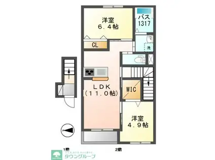 ティアラ(2LDK/2階)の間取り写真