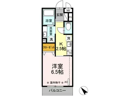 クレインリング丸山台(1K/3階)の間取り写真