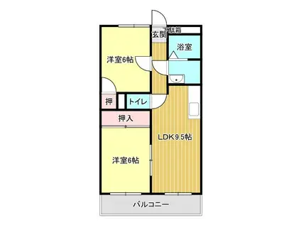 PARK ウエスト YOSHIDA(2LDK/3階)の間取り写真