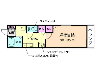 レトア豊島(1K/1階)の間取り写真