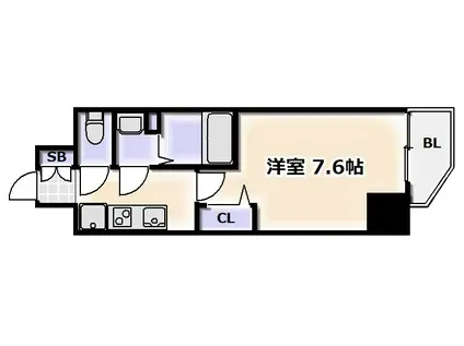 ララプレイス難波ガルテン(1K/6階)の間取り写真