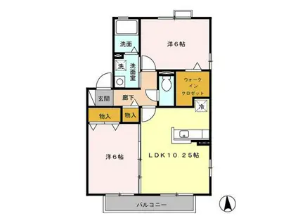 リッシュ・ヴェール(2LDK/2階)の間取り写真