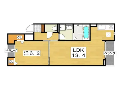 クオーレ III(1LDK/1階)の間取り写真