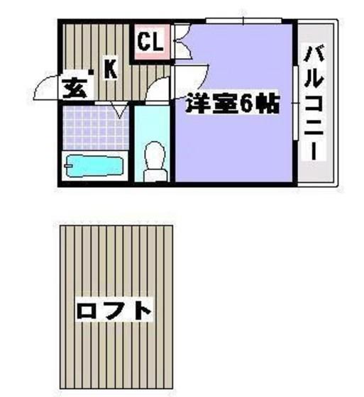西川原プラトン(1K/2階)の間取り写真