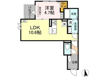 セレスティア豊島N(1LDK/2階)の間取り写真