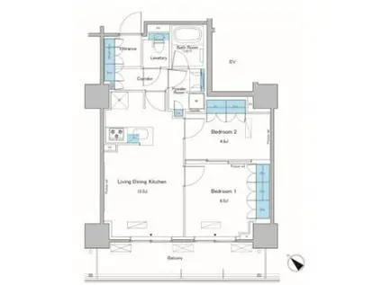 ルフォンプログレ滝野川(2LDK/13階)の間取り写真