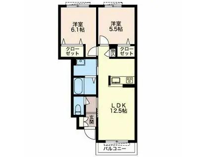 フェリシード A(2LDK/1階)の間取り写真