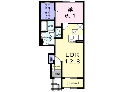 ルナ フィールド(1LDK/1階)の間取り写真