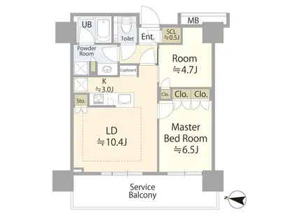 THE YOKOHAMA FRONT TOWER(2LDK/25階)の間取り写真