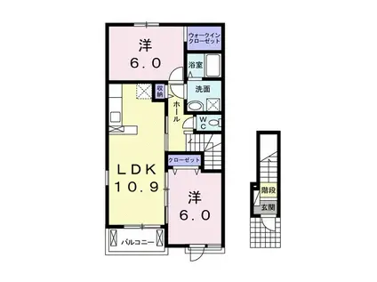 エスペランザ(2LDK/2階)の間取り写真